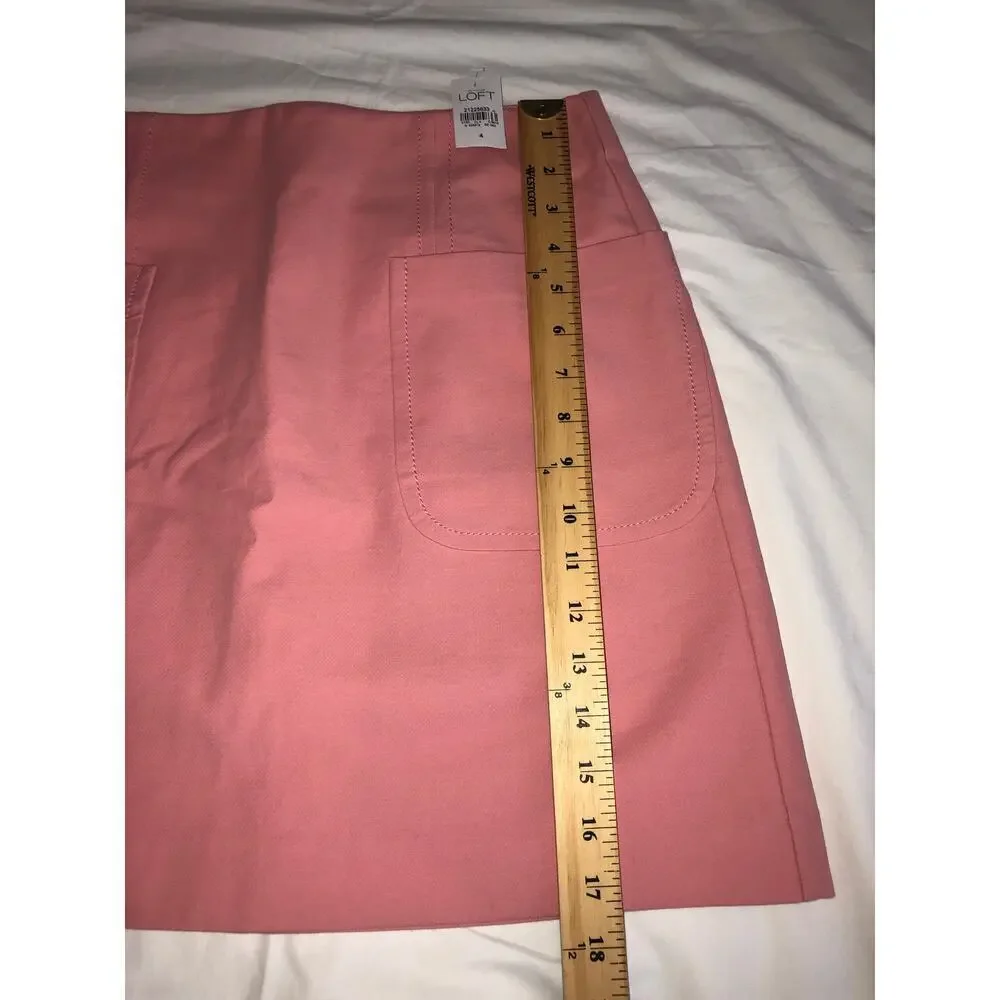 Loft Pink Skirt Size 4 Pockets Stretch Blend Short Lined Zipper BRAND NEW